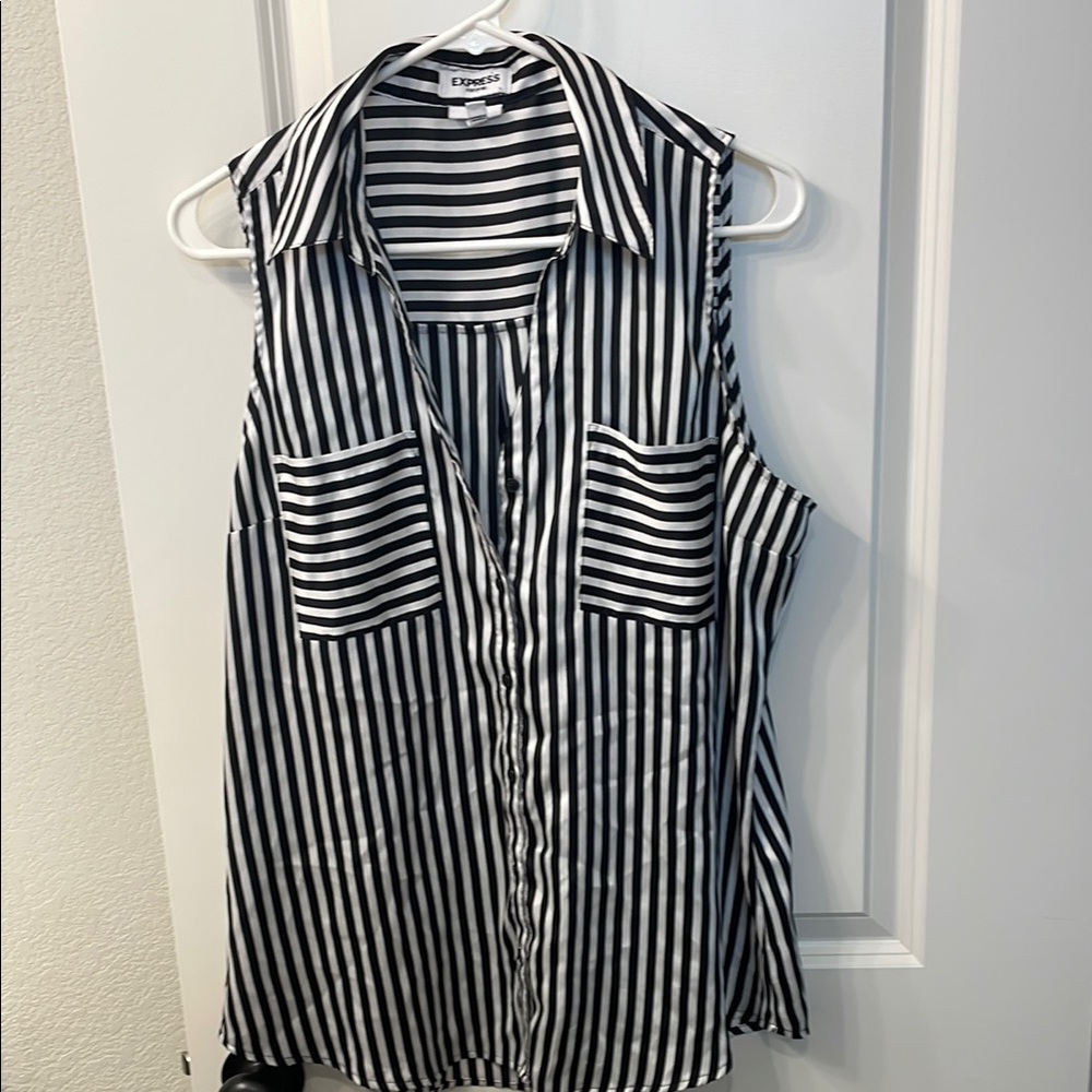 Express Black and White Striped Sleeveless Top